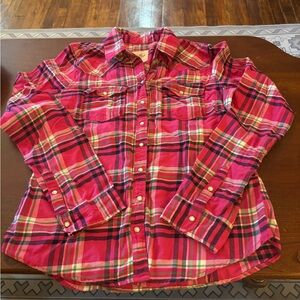Hollister Bright Pink Plaid Button-Down Shirt